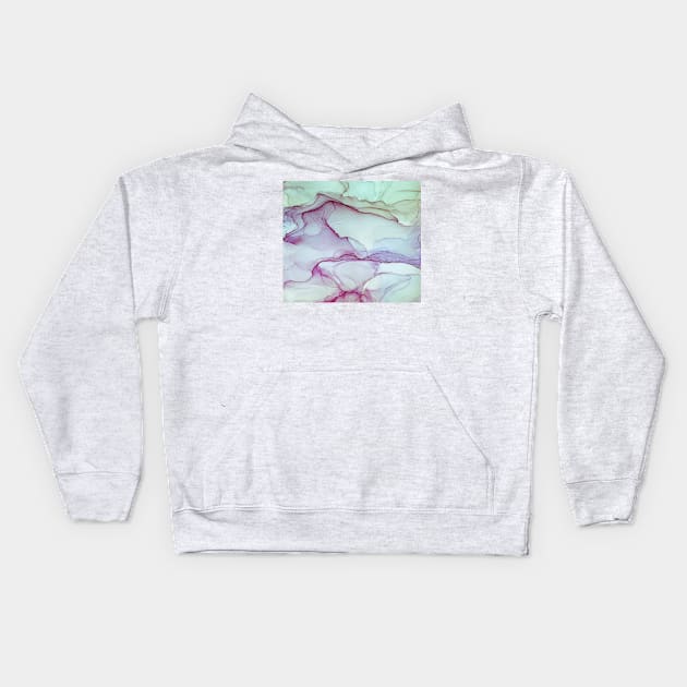 Abstract painting colorful liquid alcohol ink. Abstract artwork made with translucent ink colors. Kids Hoodie by MariDein